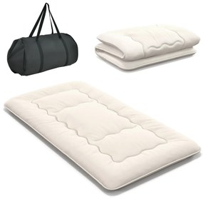 Colchão de chão enrolável Tatami Mat com capa lavável Tapete portátil com saco de transporte 200 x 90 x 10 cm bege