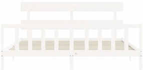 Estrutura cama Super King Size c/ cabeceira madeira branco