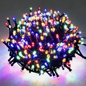 Corrente luminosa de Natal Preta de 60 m com luzes Multicor