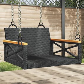 vidaXL Banco baloiço 63x62x40 cm vime PE preto