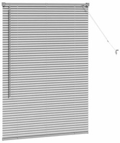 Persiana de Janela com cortinas Manual Prata 80 x 130 cm Alumínio