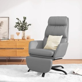 vidaXL Cadeira de descanso c/ apoio de pés couro artificial cinzento