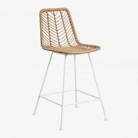 Pacote De 2 Bancos Altos De Jardim Em Rattan Sintético Gouda Natural Natural & Branco & ↑65 Cm & Sem Almofada - Sklum
