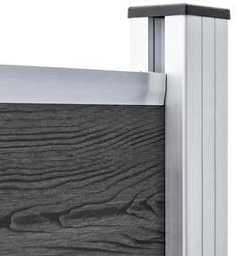 Conjunto painel de cerca 353x146 cm WPC preto