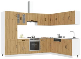 vidaXL 14 peças armário de cozinha conjunto Kalmar carvalho artesanal