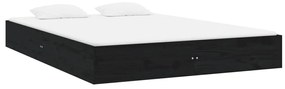 Estrutura de cama king 150x200 cm madeira maciça preto