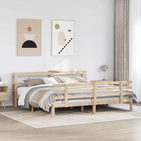 vidaXL Estrutura de cama com cabeceira 180x200 cm pinho maciço