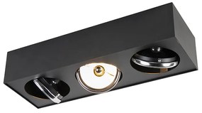 Design spot quadrado preto 3-luz - Kaya Moderno