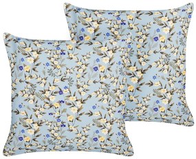 Conjunto de 2 almofadas de exterior com motivo floral azul 45 x 45 cm VALLORIA Beliani