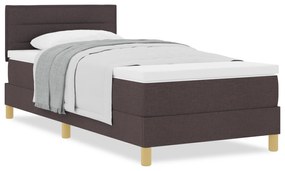 Cama Box Spring com Colchão Castanho Escuro 80x200 cm Tecido