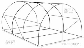 Estufa 13,5m² 450x300x200 cm