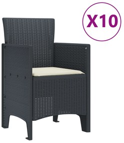 Conjunto de Jantar de 11 Peças com Almofadas de Rattan Sintético Antra