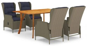 vidaXL 5 pcs conjunto de jantar para jardim castanho