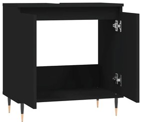 Armário de casa de banho 58x33x60 cm derivados madeira preto