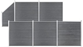 vidaXL Painel vedação WPC 5 quadrados + 1 inclinado 965x186cm cinzento