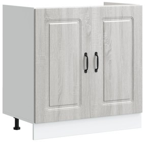 Armário de Cozinha vidaXL "Kalmar" com Duplos Lavabos Cinza Sonoma em