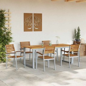 Conjunto de Jantar de Jardim de 7 Peças em Madeira Sólida de Acácia e