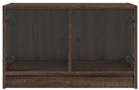 Móvel de TV c/ portas de vidro 68x37x42 cm carvalho castanho
