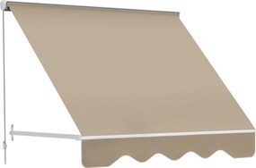 Outsunny Toldo Manual de Alumínio Retrátil Toldo de Fachada para Exterior Impermeável e Tecido de Poliéster 180x70 cm Bege | Aosom Portugal