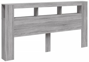 Cabeceira c/ LEDs 200x18,5x103,5 cm deriv. madeira cinza sonoma