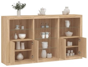 Aparador com luzes LED 181,5x37x100 cm carvalho sonoma