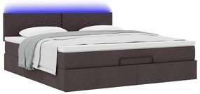 Estrutura de cama otomana com colchão tecido castanho escuro