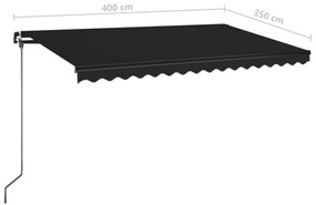 Toldo retrátil manual com LED 400x350 cm antracite