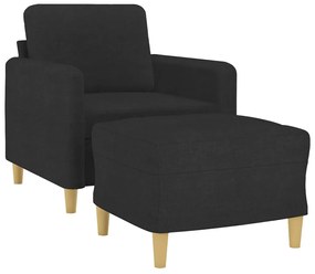 Poltrona com apoio de pés 60 cm tecido preto