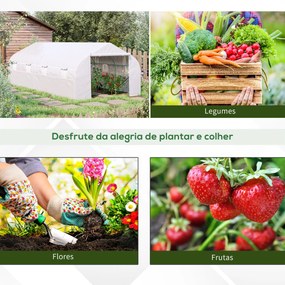 Outsunny Estufa Tipo Túnel de Jardim 600x300x200cm para Cultivo de Pla