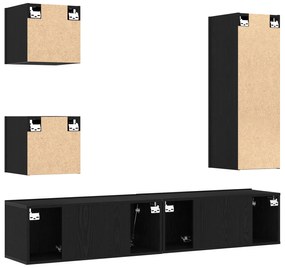 Conjunto de Armário de TV vidaXL 6 Peças Carvalho Preto Madeira Deriva