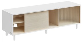 Móvel TV de montagem super-rápida moderno 140 x 39 x 45 cm branco-natural bege