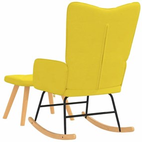 Cadeira de baloiço com banco tecido amarelo mostarda