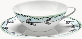 Chávenas de café e pires em porcelana Fine Bone China Midnight Flowers, conjunto de 2