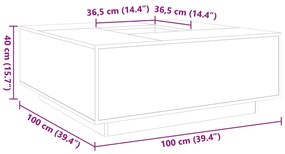 Mesa de centro 100x100x40 cm derivados de madeira preto