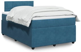 Cama boxspring com colchão 120x200 cm veludo azul