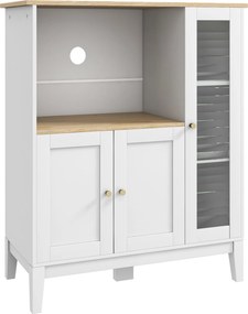 Móvel Auxiliar de Cozinha Moderno Móvel para Micro-Ondas com Prateleiras 3 Portas Compartimento Aberto 80x35x97 cm Branco
