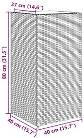 Vaso/floreira de jardim 40x40x80 cm vime PE castanho