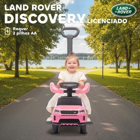 Carro Andador 2 em 1 para Crianças Land Rover Discovery com Buzina Pega de Empurrar e Barra Removíveis 84x40x94,5 cm Rosa
