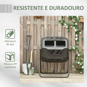 Compostor Giratório de Dupla Câmara – ÉcoCycle 160L – Preto e Verde –