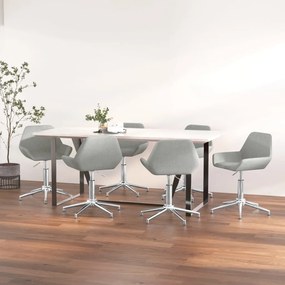 vidaXL Cadeiras de jantar giratórias 6 pcs tecido cinzento-claro