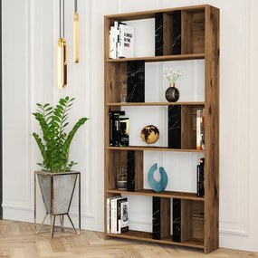 Estante Lima – Nogueira e Preto – 90x180x20 cm
