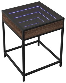 Mesa de cabeceira c/ LED Infinity 40x40x51 cm carvalho castanho