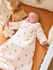Saco de bebé PETIT OURS com mangas compridas amovíveis  branco estampado