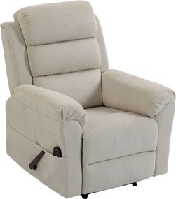 HOMCOM Poltrona de Massagem Reclinável Manual 135° Aquecedora, Encosto de Cabeça Ajustável 3 Níveis, Chenille, Creme | Aosom Portugal