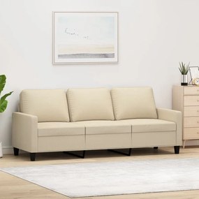 Sofá de 3 lugares tecido 180 cm cor creme