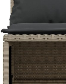 5 pcs conj. sofás jardim c/ almofadões vime PE cinzento-claro