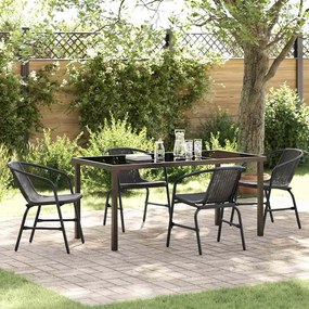 vidaXL Conjunto de Jantar de Jardim 5 Peças Preto Vime Polimérico