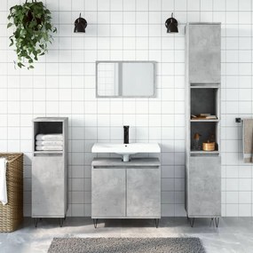 vidaXL 3 pcs conj. móveis casa banho derivados madeira cinza cimento