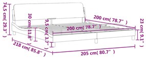 Estrutura de cama 200x200 cm tecido cinzento-claro