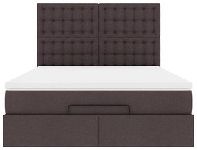 Estrutura cama otomana colchão 140x190cm tecido castanho escuro